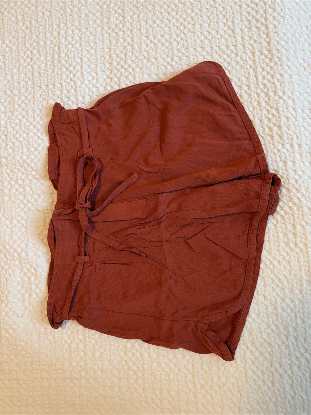 Amuse Society High Waist Rust Red Drawstring Shorts